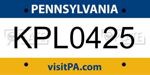 KPL0425 Pennsylvania License Plate