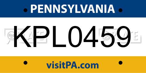 KPL0459 Pennsylvania License Plate