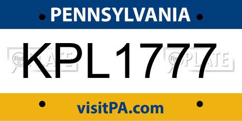 KPL1777 Pennsylvania License Plate