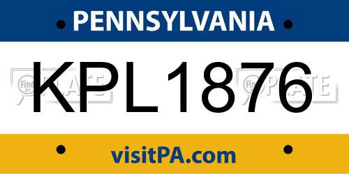 KPL1876 Pennsylvania License Plate