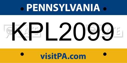 KPL2099 Pennsylvania License Plate
