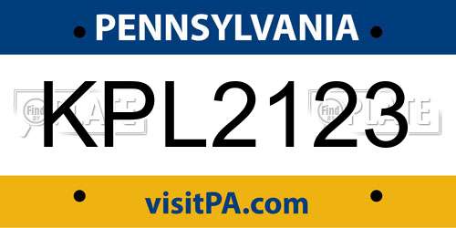KPL2123 Pennsylvania License Plate