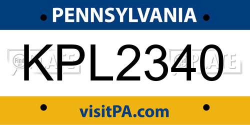 KPL2340 Pennsylvania License Plate
