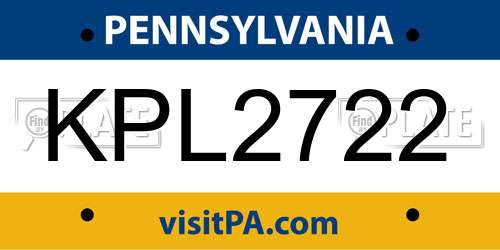 KPL2722 Pennsylvania License Plate