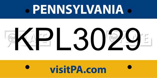 KPL3029 Pennsylvania License Plate