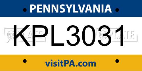 KPL3031 Pennsylvania License Plate