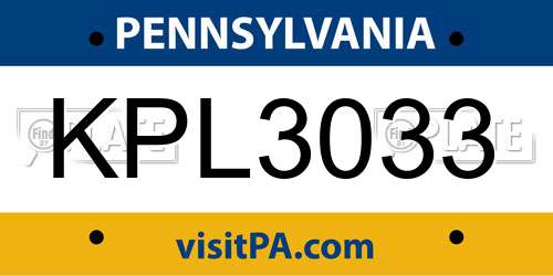 KPL3033 Pennsylvania License Plate
