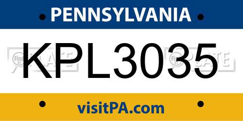 KPL3035 Pennsylvania License Plate