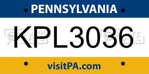 KPL3036 Pennsylvania License Plate