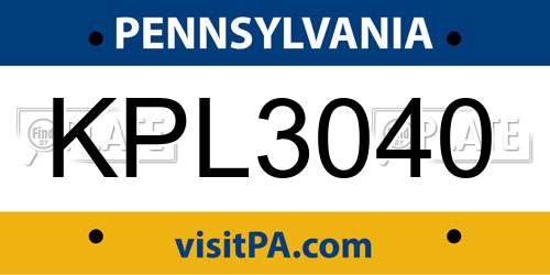 KPL3040 Pennsylvania License Plate