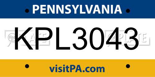 KPL3043 Pennsylvania License Plate