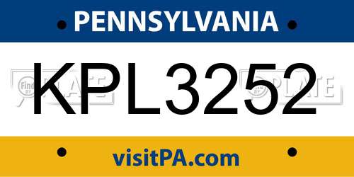 KPL3252 Pennsylvania License Plate