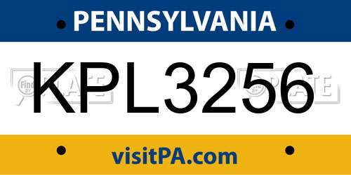 KPL3256 Pennsylvania License Plate