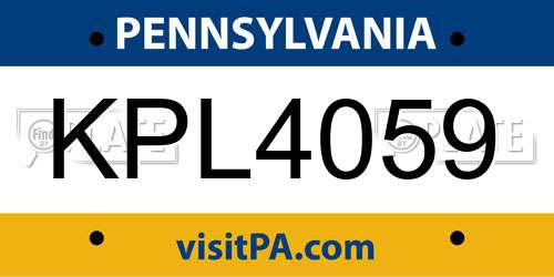 KPL4059 Pennsylvania License Plate
