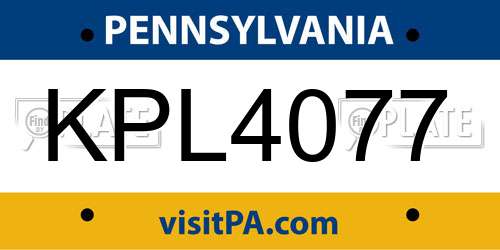 KPL4077 Pennsylvania License Plate