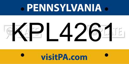 KPL4261 Pennsylvania License Plate