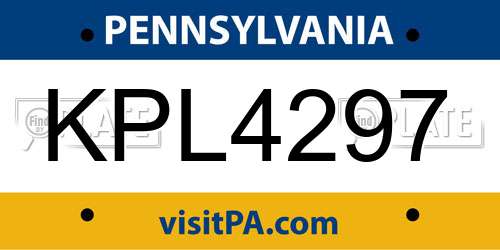 KPL4297 Pennsylvania License Plate