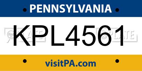 KPL4561 Pennsylvania License Plate