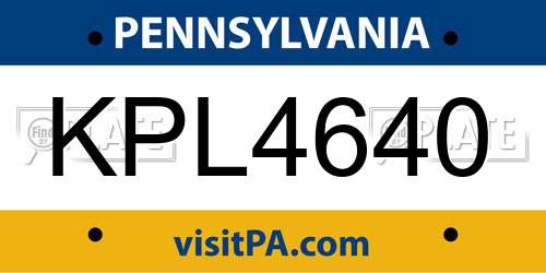 KPL4640 Pennsylvania License Plate