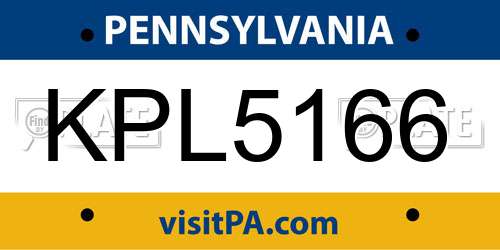 KPL5166 Pennsylvania License Plate