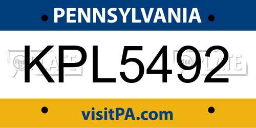 KPL5492 Pennsylvania License Plate
