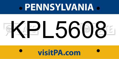 KPL5608 Pennsylvania License Plate