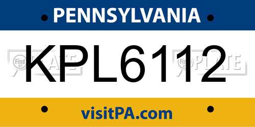 KPL6112 Pennsylvania License Plate