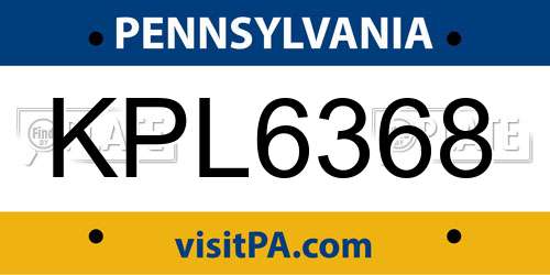 KPL6368 Pennsylvania License Plate