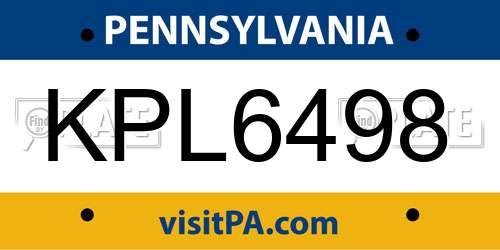 KPL6498 Pennsylvania License Plate