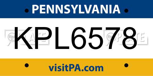 KPL6578 Pennsylvania License Plate
