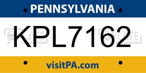 KPL7162 Pennsylvania License Plate