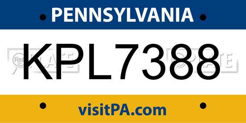 KPL7388 Pennsylvania License Plate