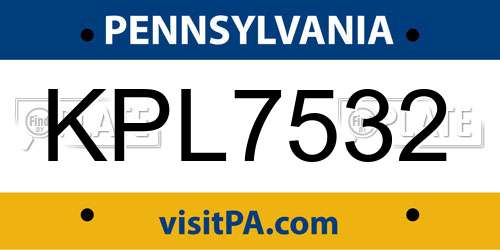 KPL7532 Pennsylvania License Plate