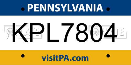 KPL7804 Pennsylvania License Plate