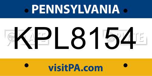 KPL8154 Pennsylvania License Plate
