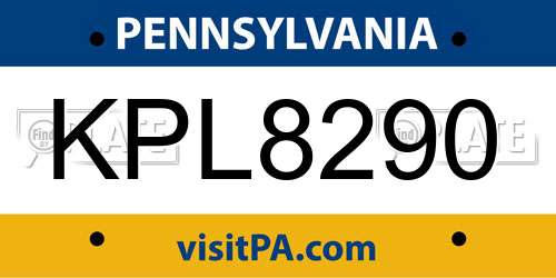 KPL8290 Pennsylvania License Plate