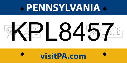 KPL8457 Pennsylvania License Plate
