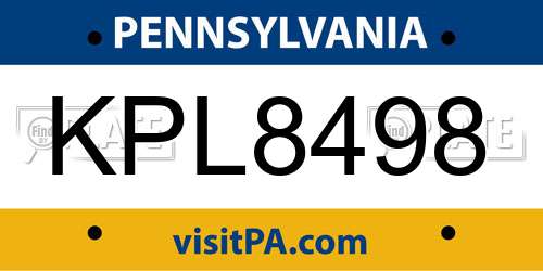 KPL8498 Pennsylvania License Plate