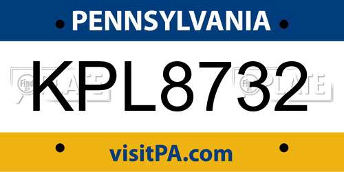 KPL8732 Pennsylvania License Plate