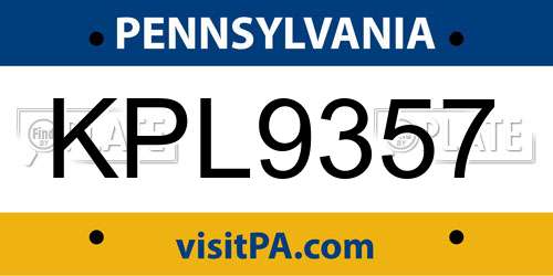 KPL9357 Pennsylvania License Plate