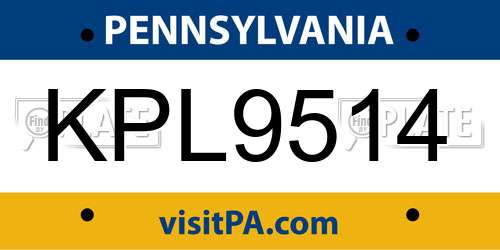 KPL9514 Pennsylvania License Plate
