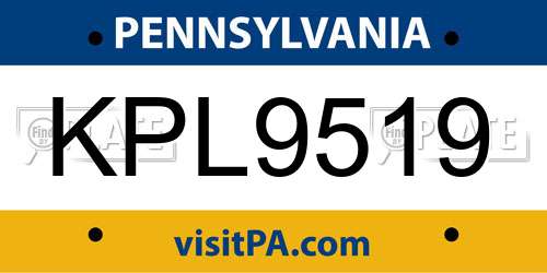 KPL9519 Pennsylvania License Plate