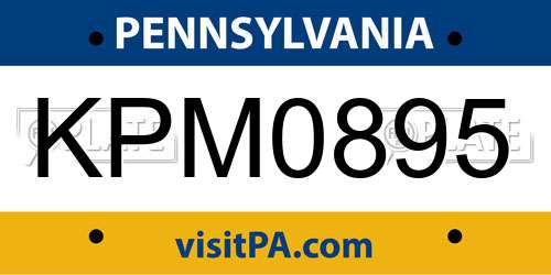 KPM0895 Pennsylvania License Plate