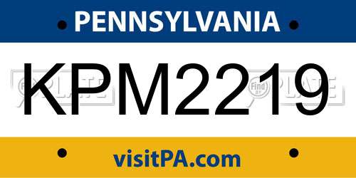 KPM2219 Pennsylvania License Plate