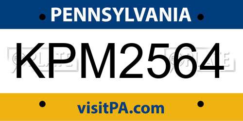KPM2564 Pennsylvania License Plate