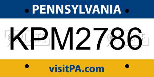 KPM2786 Pennsylvania License Plate