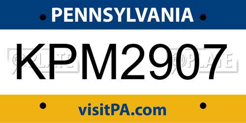 KPM2907 Pennsylvania License Plate