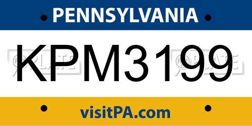 KPM3199 Pennsylvania License Plate