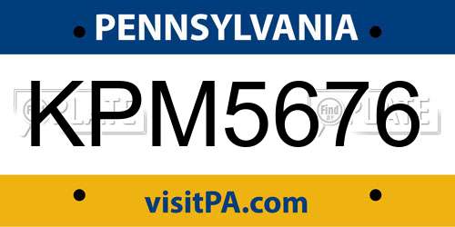 KPM5676 Pennsylvania License Plate