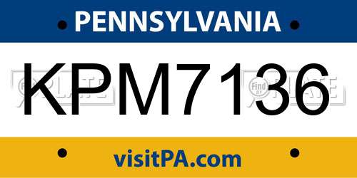KPM7136 Pennsylvania License Plate